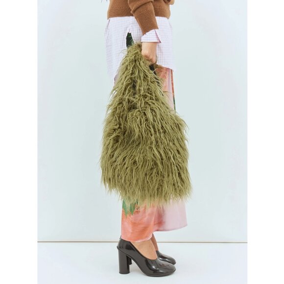 Dries Van Noten Fuzzy Tote Bag in Green - Picture 14 of 16